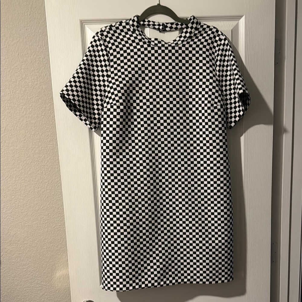 Checkered Black and White Dress